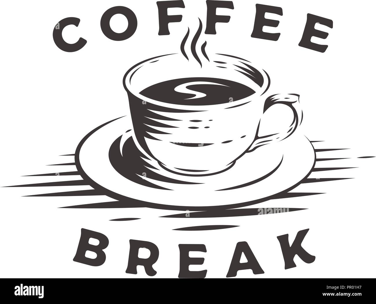 Heißer Kaffee Tasse Logo auf weißem Hintergrund. Kaffeepause Stock-Vektorgrafik