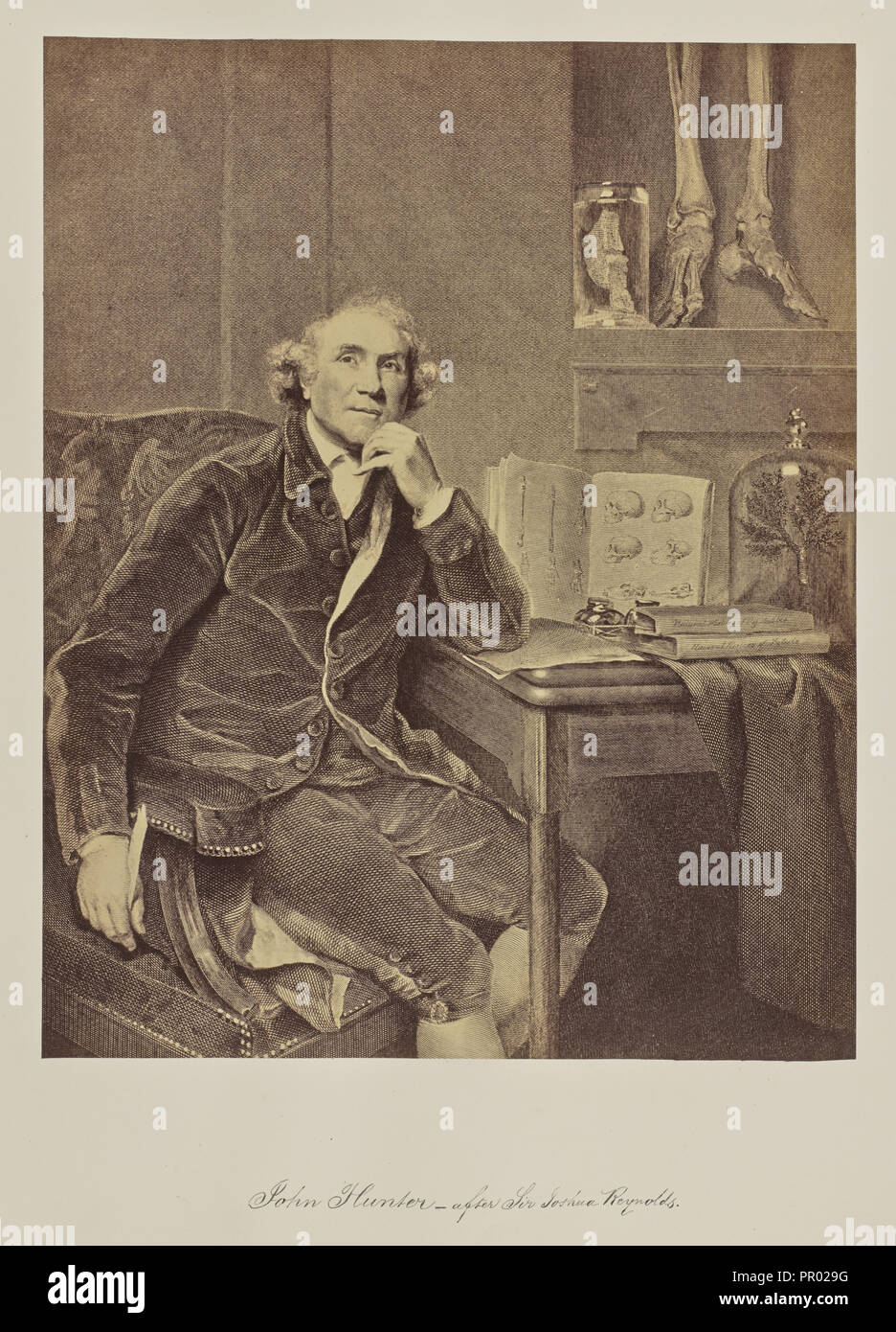 John Hunter - nach Sir Joshua Reynolds; Unbekannt, Joseph Hogarth, Englisch, aktive 1850s - 1860s, ca. 1857; Eiklar silber Stockfoto