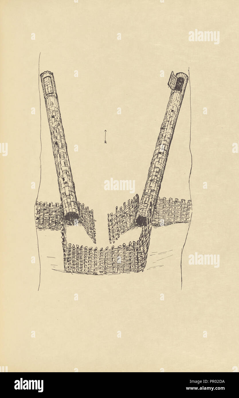 Skizze eines indischen Fisch-Trap; Edward S. Curtis, amerikanischen, 1868-1952, Seattle, Washington, United States; 1916; Lithografie Stockfoto