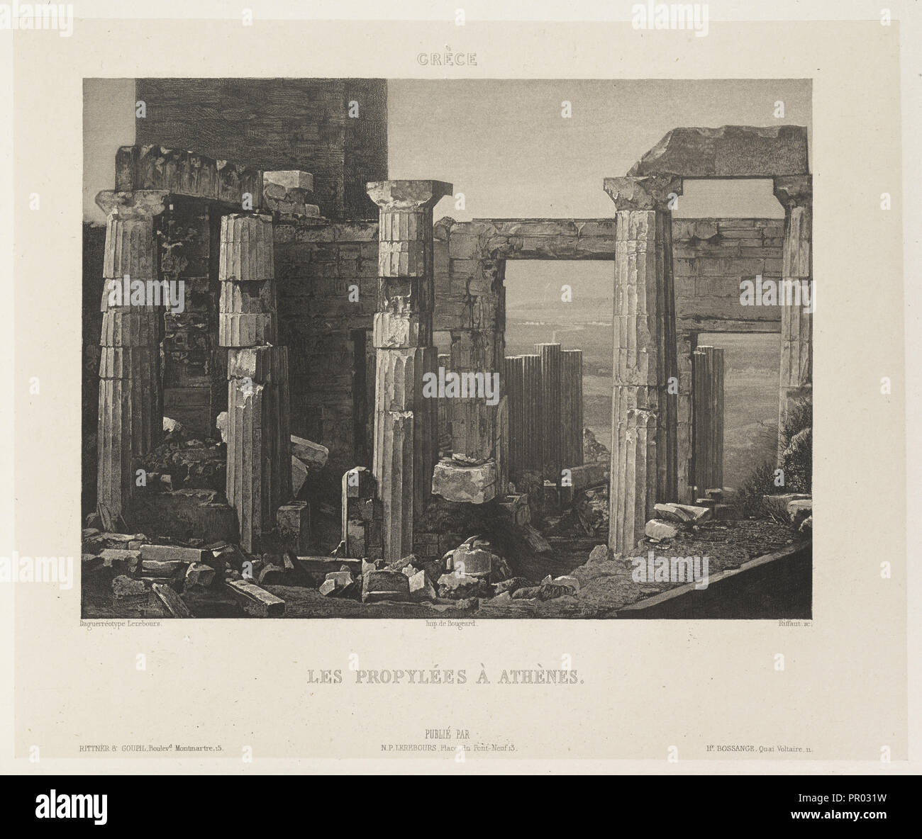 Grece. Les Propylées à Athènes; Paymal Lerebours Nöel-Marie-, Französisch, 1807-1873, Paris, Frankreich; Daguerreotypie 1839; Print 1842 Stockfoto