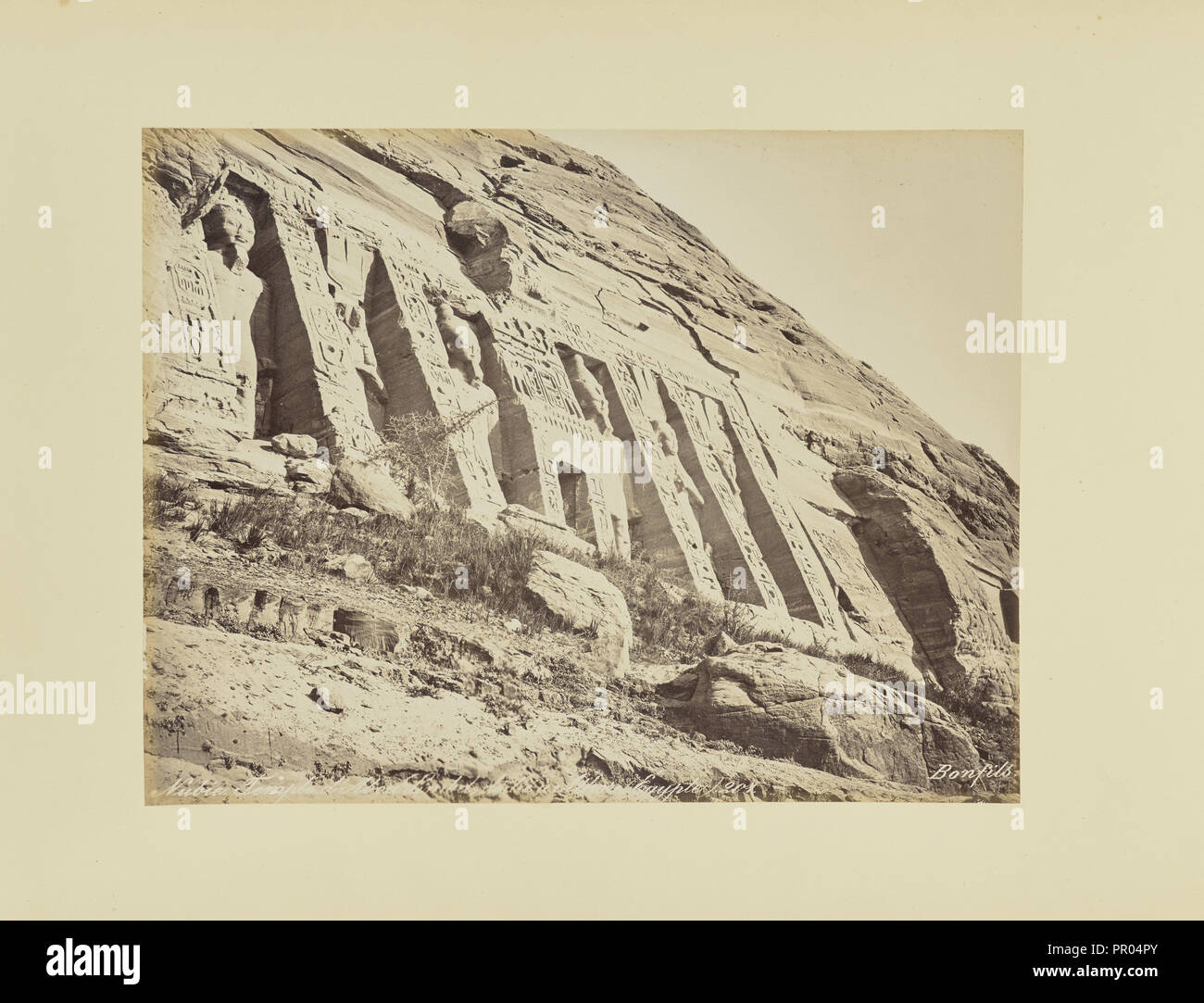 Nubie. Temple d'Abou Simbel, dédié à Athor, égypte, Félix Bonfils, Französisch, 1831-1885, 1870; Eiklar silber Drucken Stockfoto