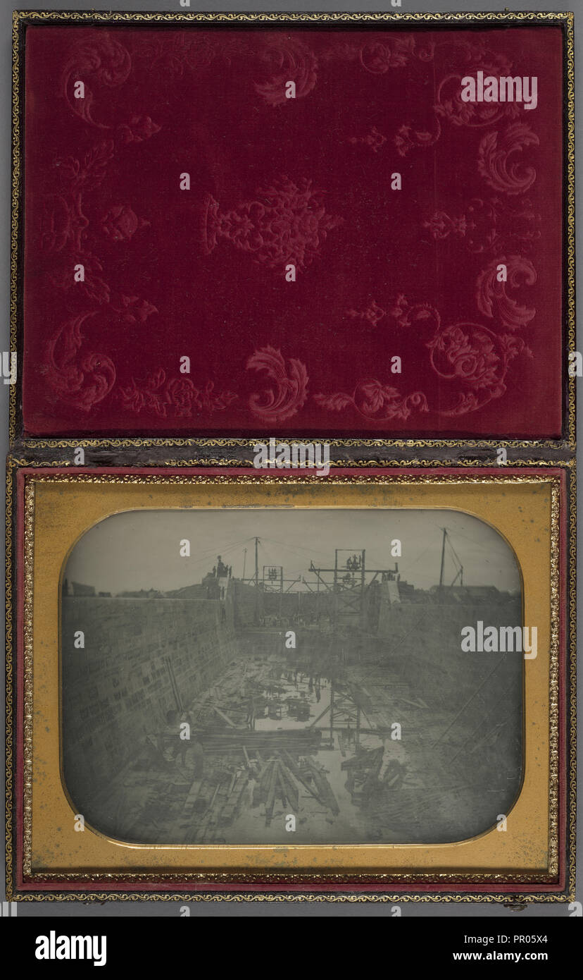Schleuse im Bau; Amerikanische; ca. 1849; Daguerreotypie Stockfoto