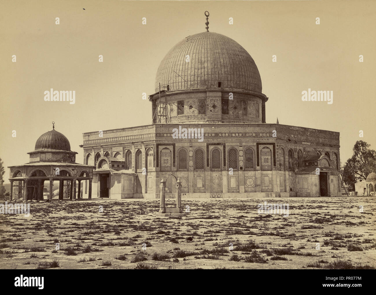 Mosquée d'Omar et Tribunal de David; Félix Bonfils, Französisch, 1831 - 1885, Jerusalem, Israel; 1867 - 1870; Eiklar silber Drucken Stockfoto