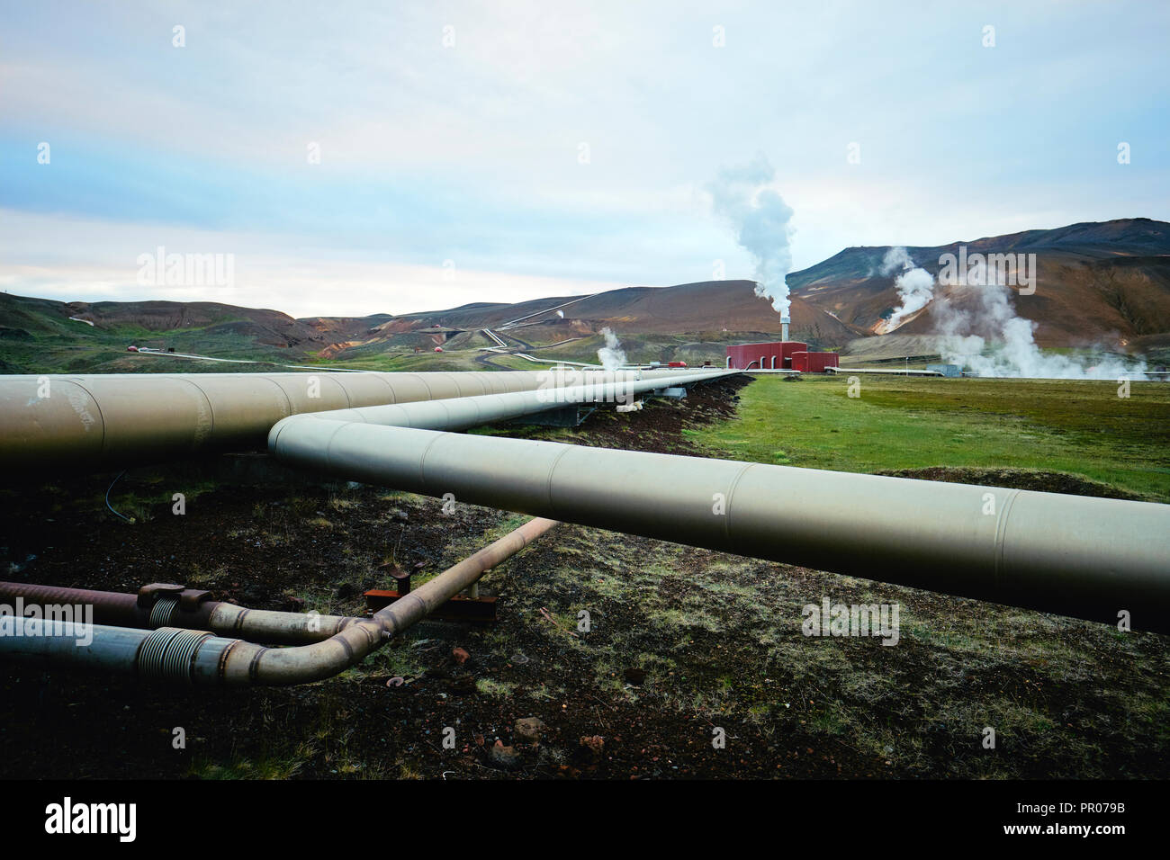 Krafla Kraftwerk Geothermie eine Erzeugungsanlage in Island, in der Nähe der Krafla Vulkan in der Nähe von Mývatn North Island. Stockfoto