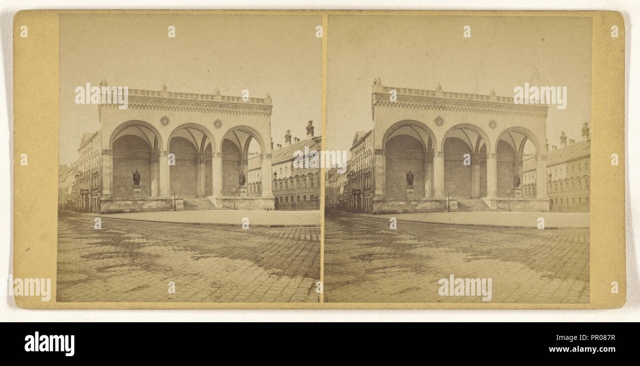 München, Deutschland, Feldherrnhalle Sterben; Deutsch; ca. 1870; Eiklar silber Drucken Stockfoto