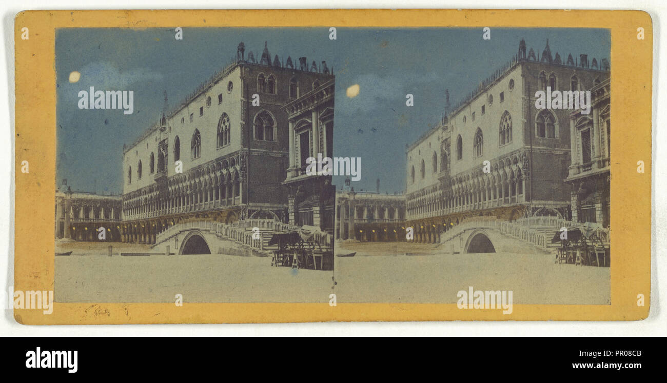 Palazzo Ducale, Palazzo Ducale, Venedig; Italienisch; über 1865; Eiklar Silber, Hand-farbig drucken Stockfoto