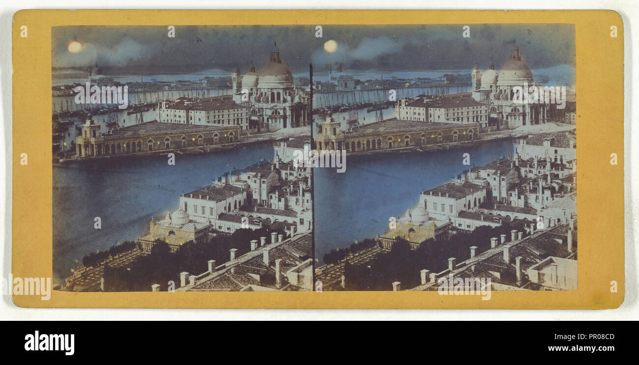 Aus der Vogelperspektive Venedig; Italienisch; über 1865; Hand - farbige Eiweiß silber Drucken Stockfoto