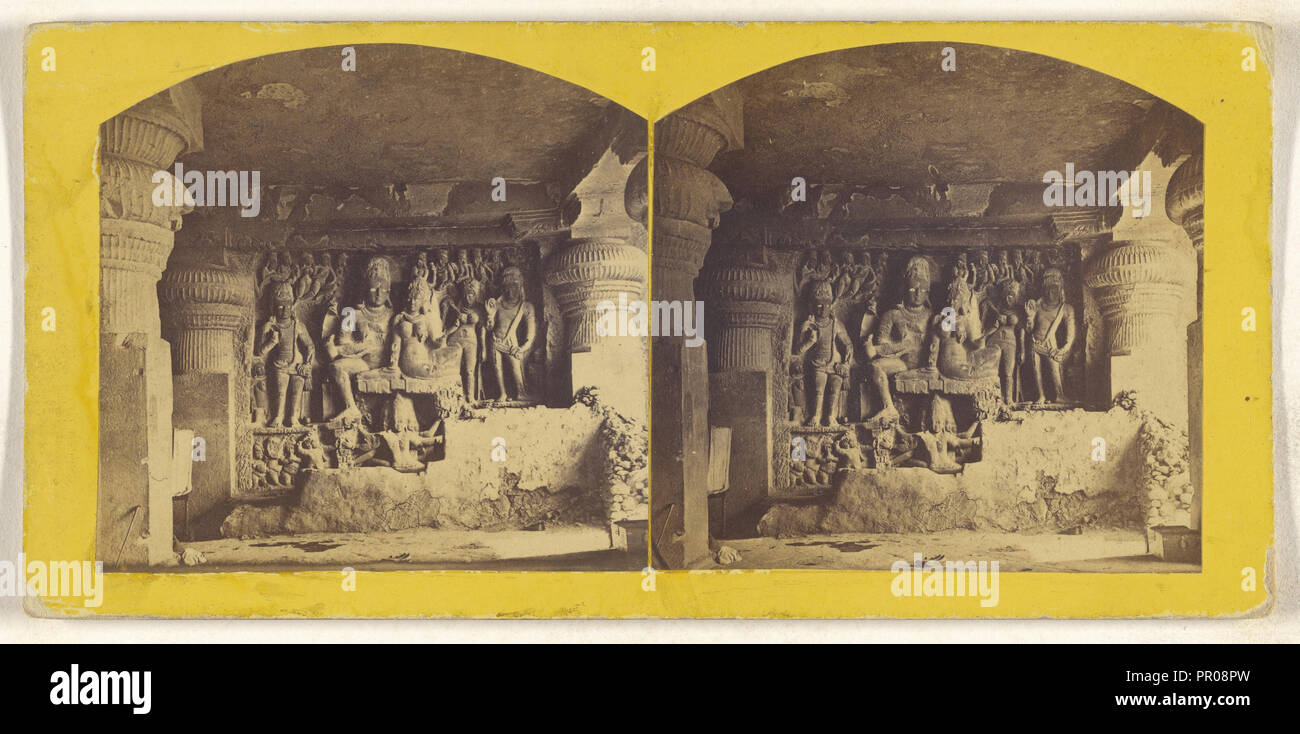 Domar Leyna, Mahadce & Parbati, Ellora; ca. 1870; Eiklar silber Drucken Stockfoto
