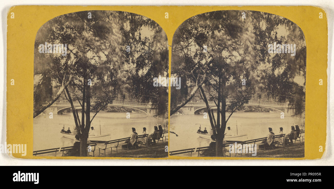 Bow Bridge, Fernsicht. Central Park, New York City; Amerikanische; ca. 1865; Eiklar silber Drucken Stockfoto