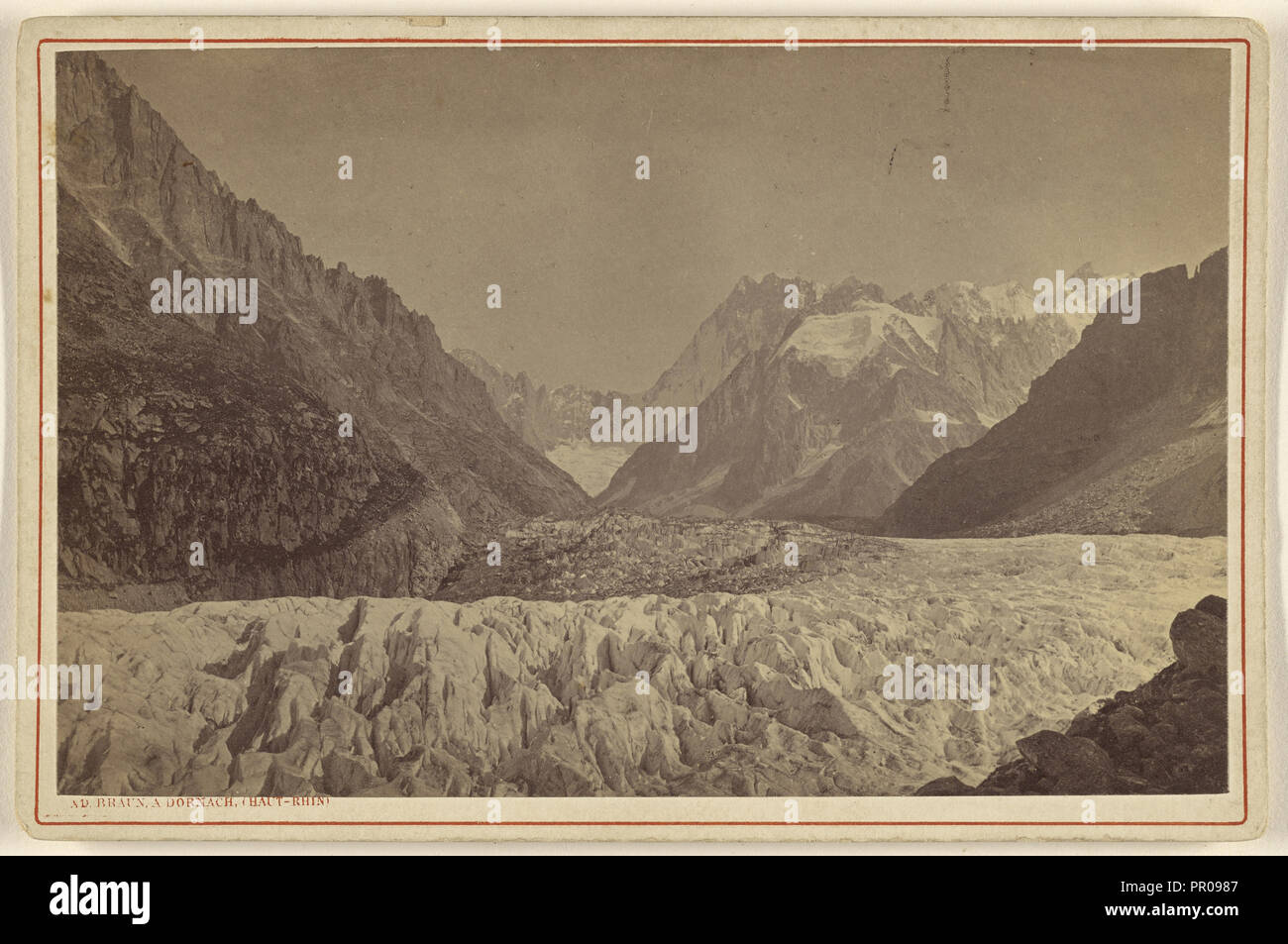 Vallee de Chamounix. Mer ge Glace et le Moine; Adolphe Braun, Französisch, 1812 - 1877, über 1871; Eiklar silber Drucken Stockfoto