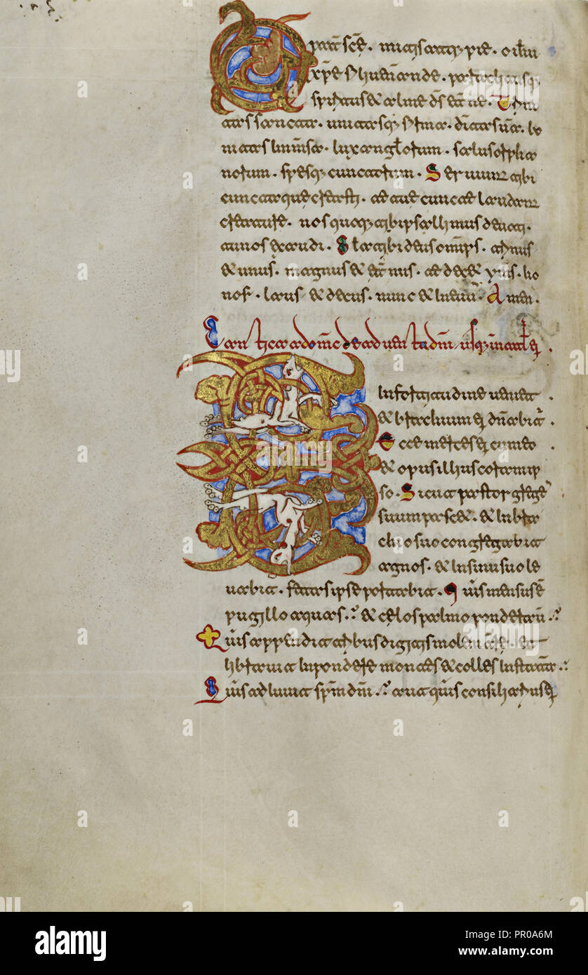Eingerichtete Erste O; bewohnt Ursprüngliche E; Montecassino, Italien; 1153; Tempera Farben, Blattgold, Gold Farbe und Tusche auf Pergament Stockfoto