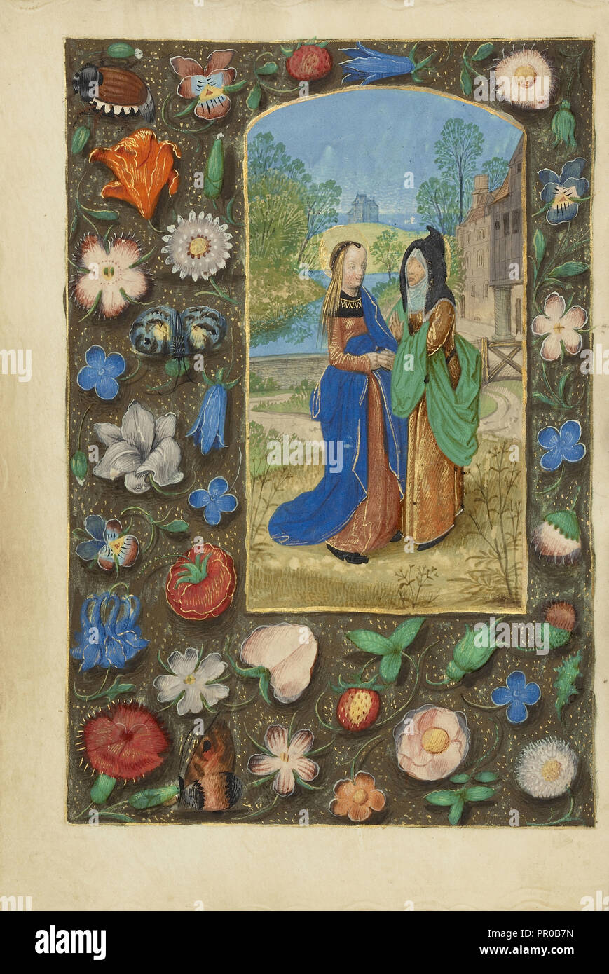 Die Visitation; Master der Dresdener Gebetbuch oder Workshop, Flämisch, aktiv um 1480 - 1515, Brügge, Belgien; um 1480 Stockfoto