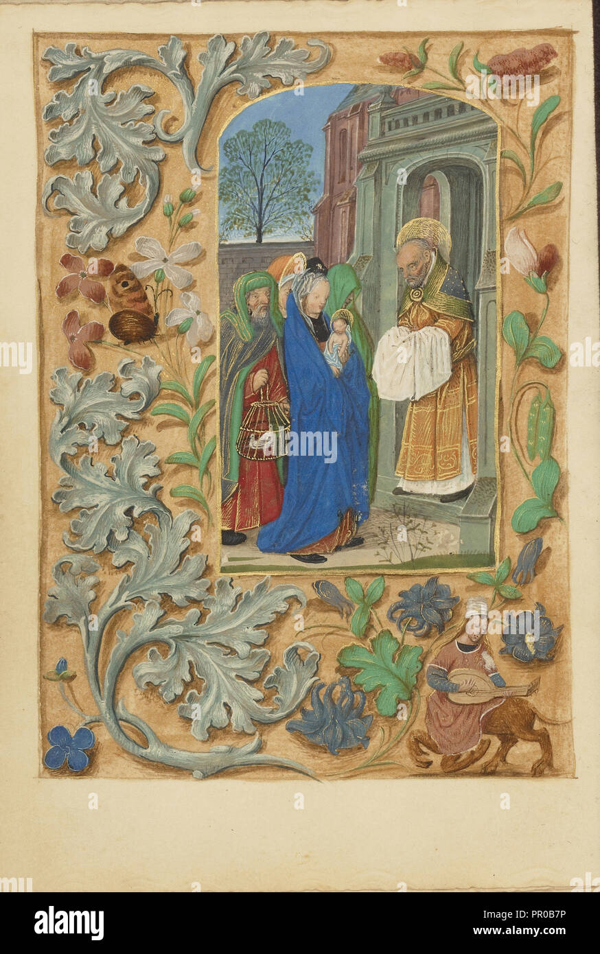 Die Darstellung im Tempel; Master der Dresdener Gebetbuch oder Workshop, Flämisch, aktiv um 1480 - 1515, Brügge Stockfoto