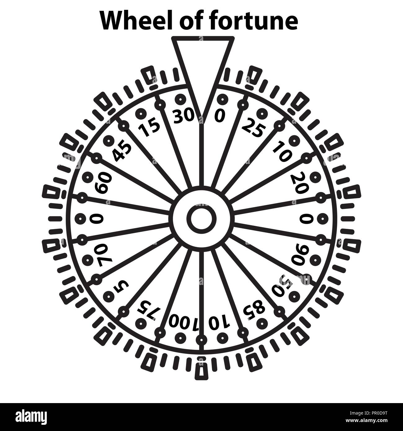Glücksrad im Einklang Art Style auf weißem Hintergrund Stock Vektor