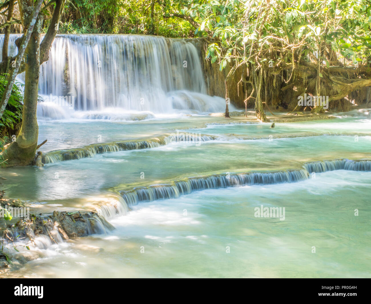 Keang Si Wasserfall, Luang Prabang, Laos, Indochina, Südostasien, Asien Stockfoto