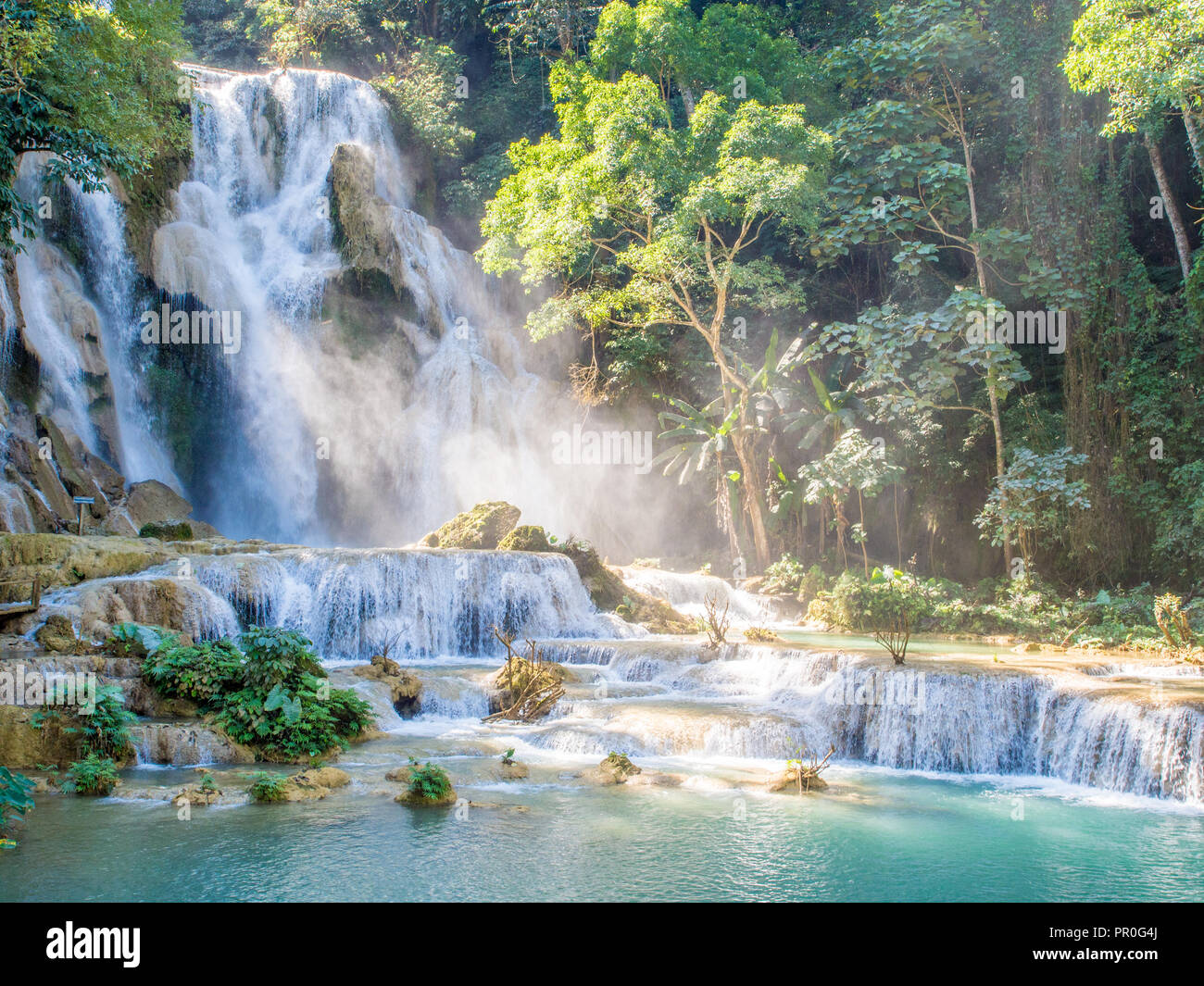 Keang Si Wasserfall, Luang Prabang, Laos, Indochina, Südostasien, Asien Stockfoto