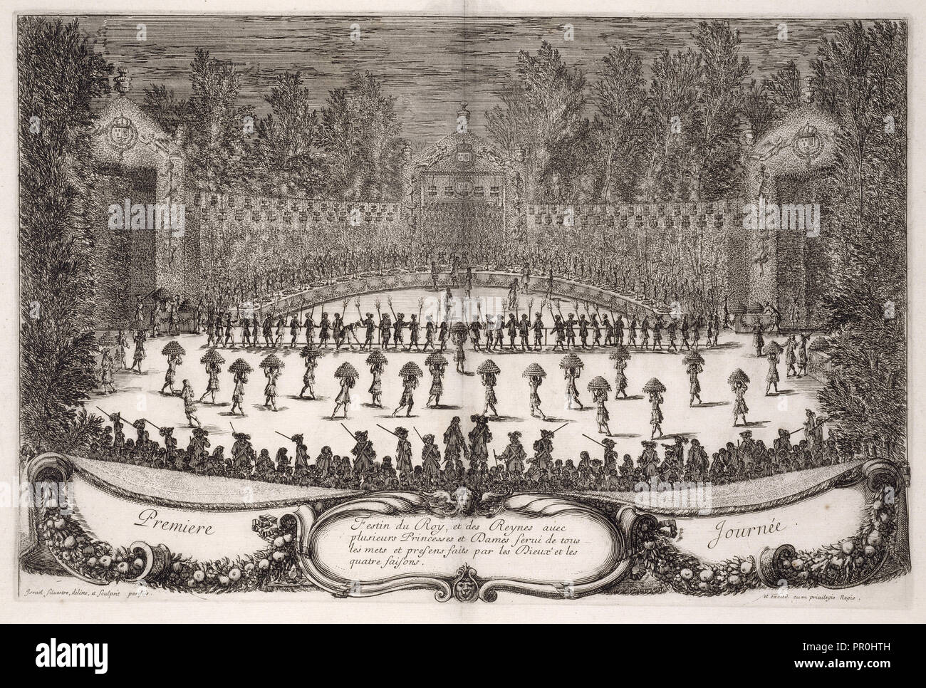 Première journée, Les plaisirs de l'isle Enchantée: Kurs de Bague: Sortierung ornée de Maschinen, comedie, meslée de danse Stockfoto