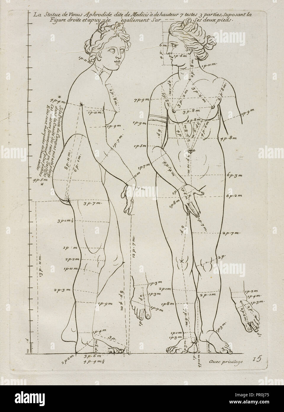 La Statue de Venus Aphrodide, Les Proportionen du corps Humain: mesurées sur les plus Belles zahlen de l'Antiquité, Audran Stockfoto