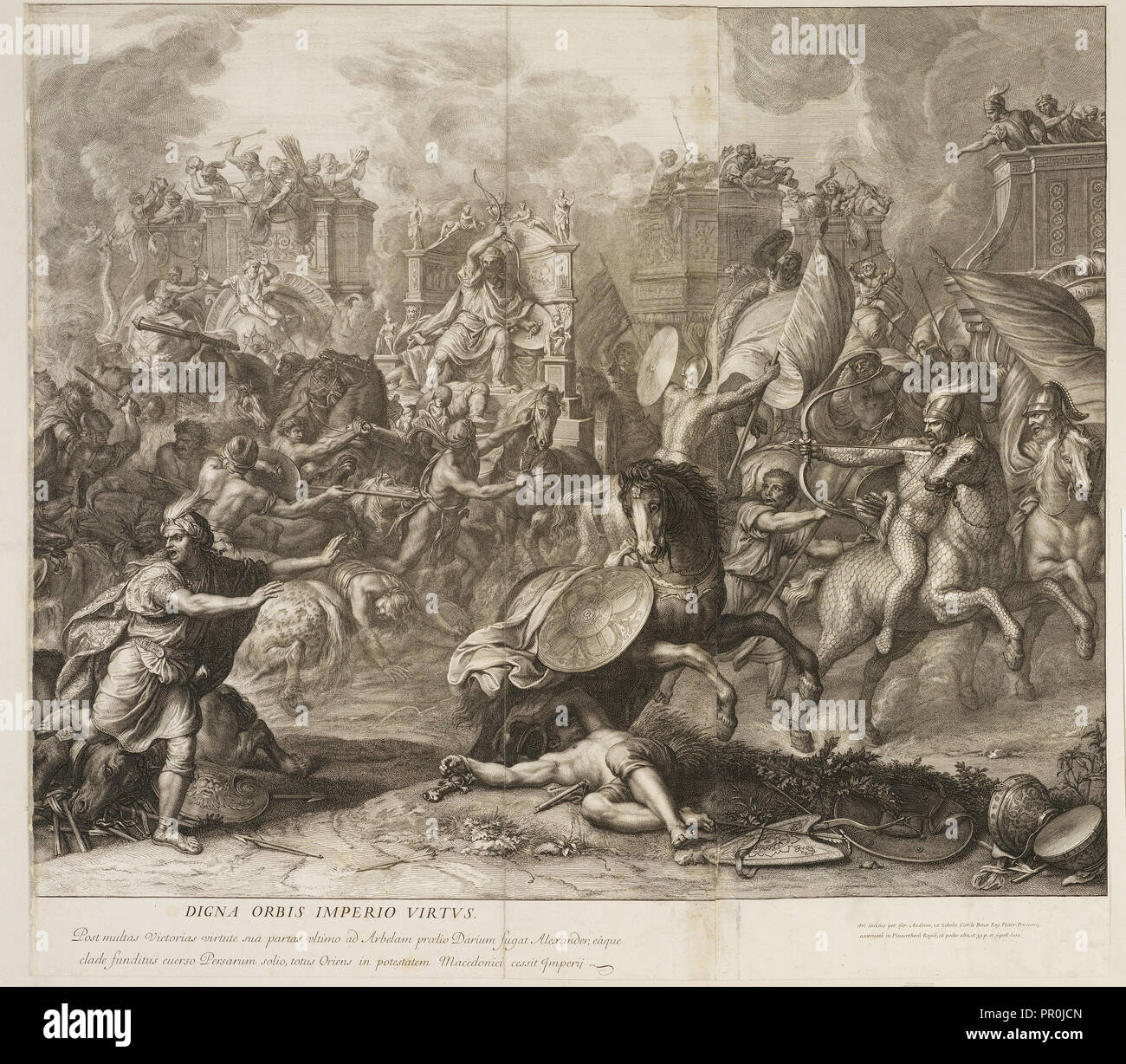 Schlacht von Arbela: Detail, Schlachten von Alexander, Audran, Gérard, 1640-1703, Le Brun, Karl, 1619-1690, Ätzung, Gravur Stockfoto