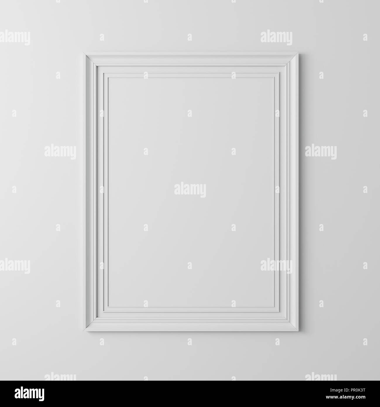 3d-leere Rahmen Poster über die weiße Wand Stockfoto