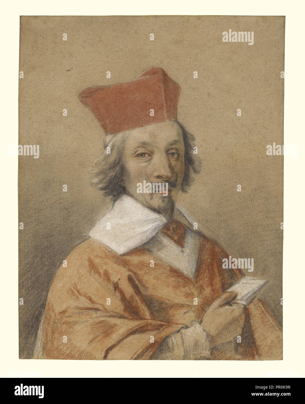 Portrait von Armand-Jean du Plessis, Kardinal de Richelieu; Simon Vouet, Französisch, 1590-1649, Frankreich; ca. 1632 - 1634; Schwarz Stockfoto