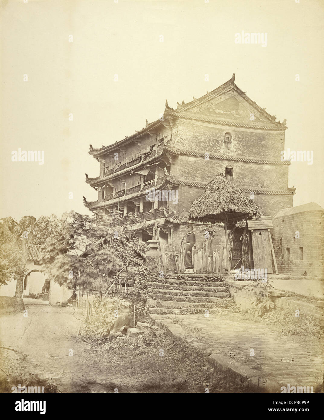 5-stöckige Pagode, Kanton, Guangzhou, China, China; Felice Beato, 1832-1909, Henry Hering, 1814-1893, Kanton Stockfoto