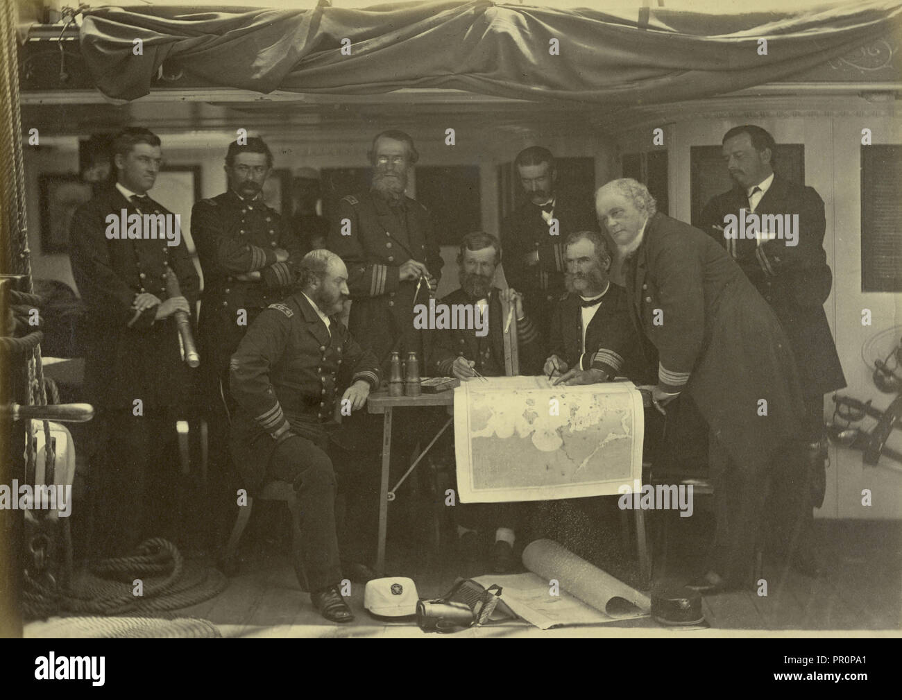 Rat der Krieg an Bord; Felice Beato, 1832-1909, Korea; 19. Mai 1871; Eiklar silber Drucken Stockfoto