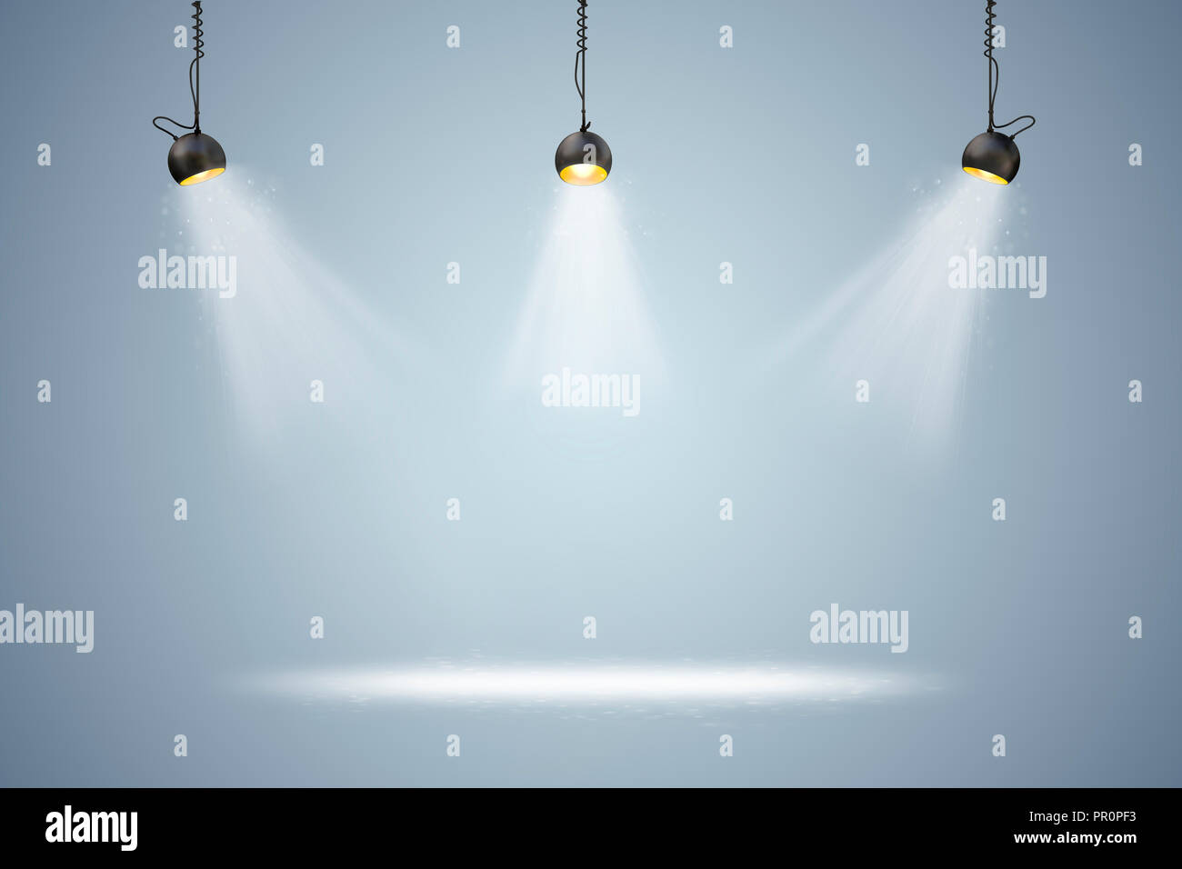 3d-leere Hintergrund setup mit Beleuchtung Lampen Stockfoto