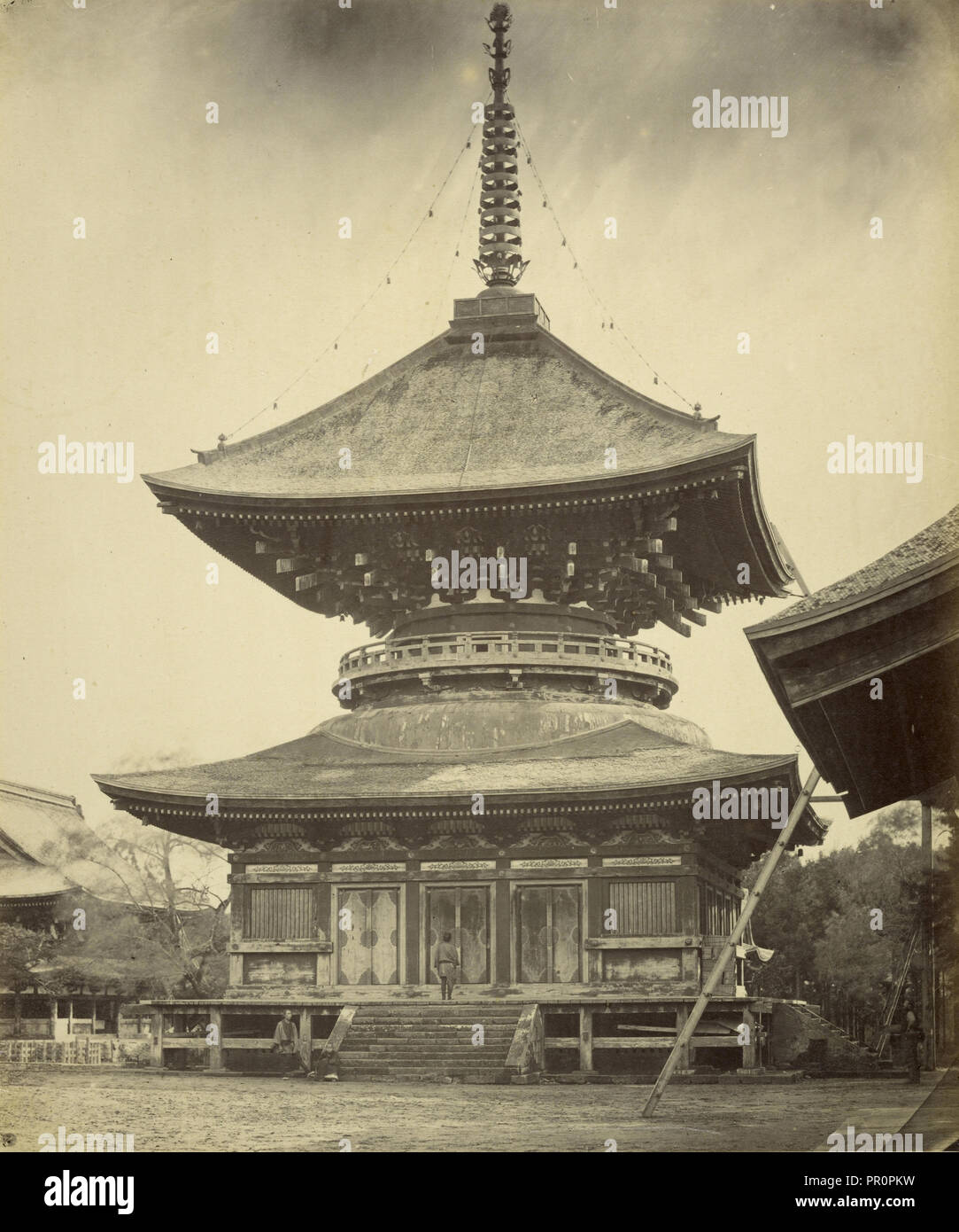 1-stöckige Pagode, Hachiman Schrein, Kamakura; Felice Beato, 1832 - 1909, Kamakura, Japan; 1867 - 1868 Stockfoto