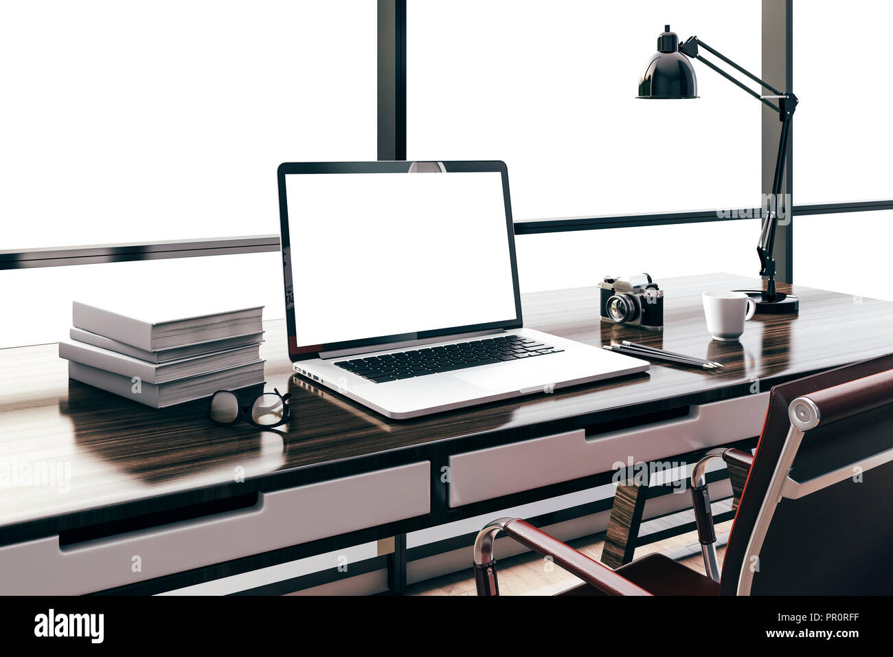 3D-Render der modernen Computer Arbeitsplatz einrichten Stockfoto