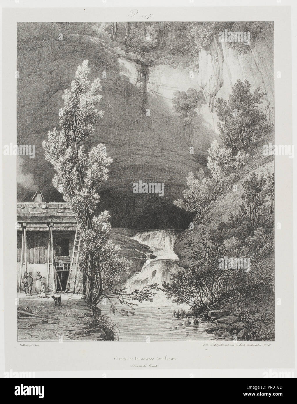 Grotte de la Source du Léson, Voyages pittoresques et romantiques dans l'ancienne Frankreich, Cailleux, Achille-Alexandre - Alphonse Stockfoto