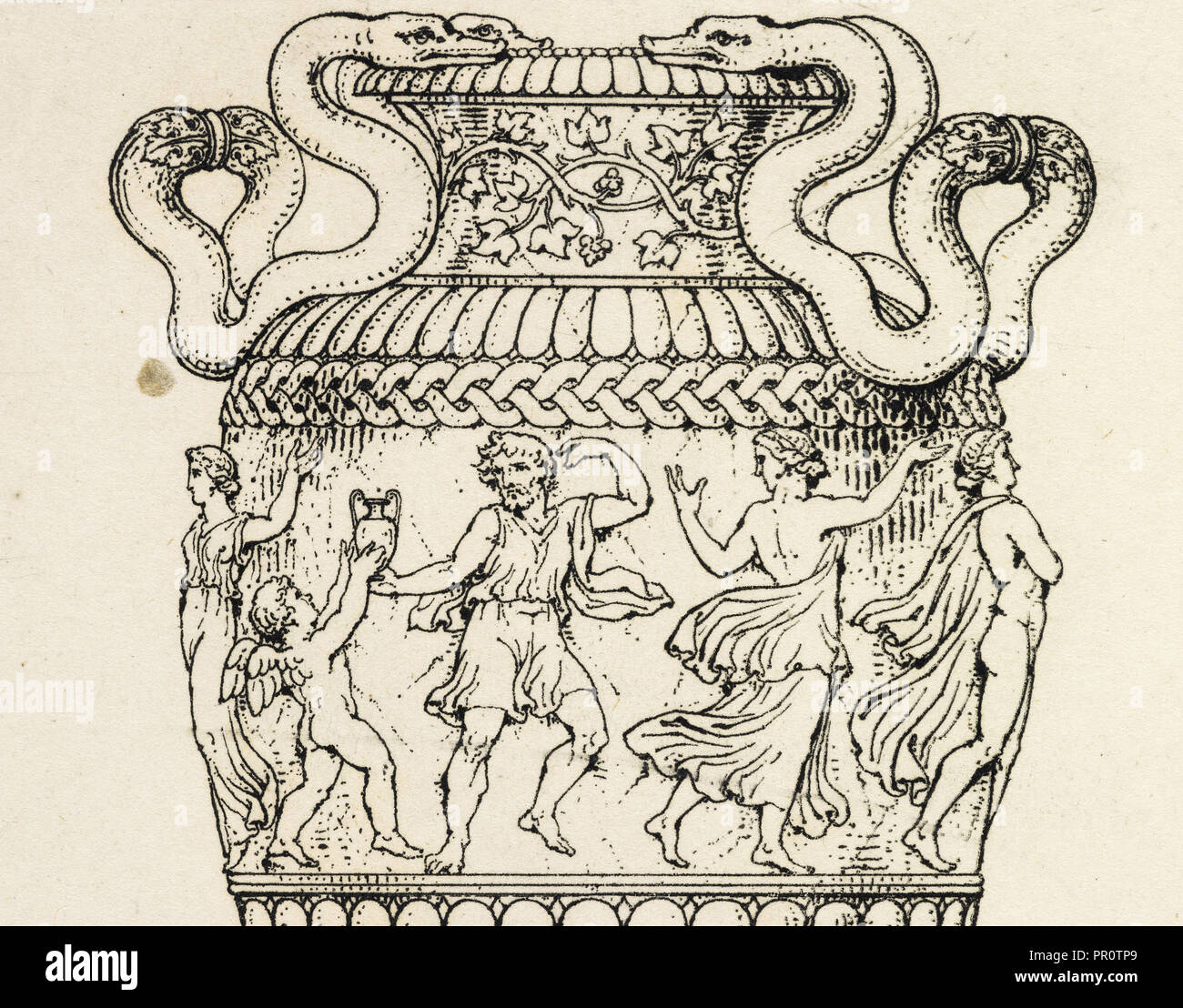 Platte 39. Aus einer Vase in einer privaten Sammlung in Rom, eine Sammlung von antiken Vasen, Altäre, paterae, Stative, Kandelaber Stockfoto