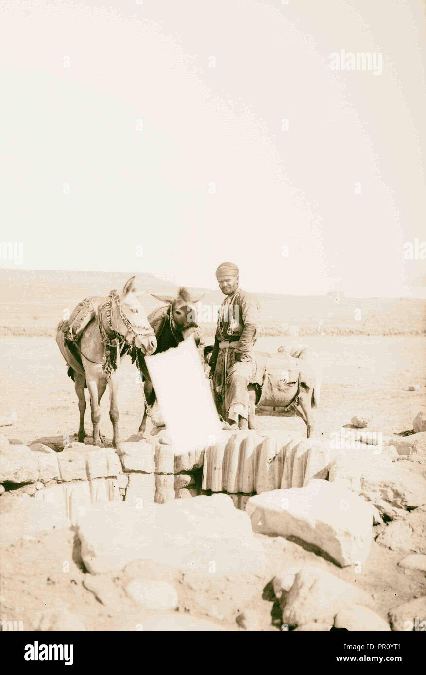 Südlichen Palästina. Alter Brunnen in Beerscheba. 1900, Israel, Beerscheba. Stockfoto