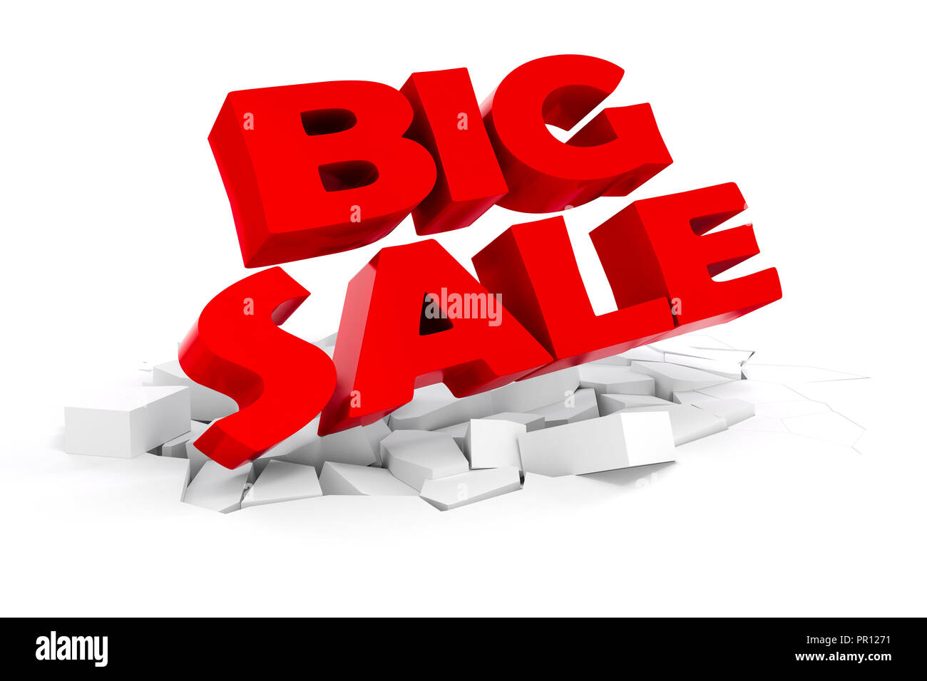 3d Big Verkauf Text auf weißem Hintergrund Stockfoto