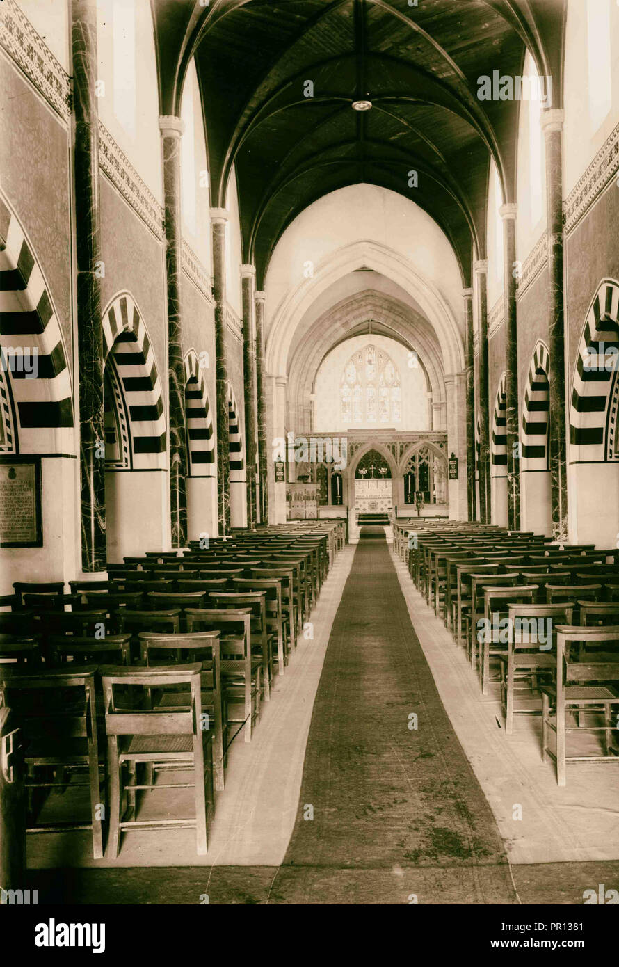 Damaskus Tor und Umgebung St. George's Cathedral, Innenraum. 1900, Jerusalem, Israel Stockfoto