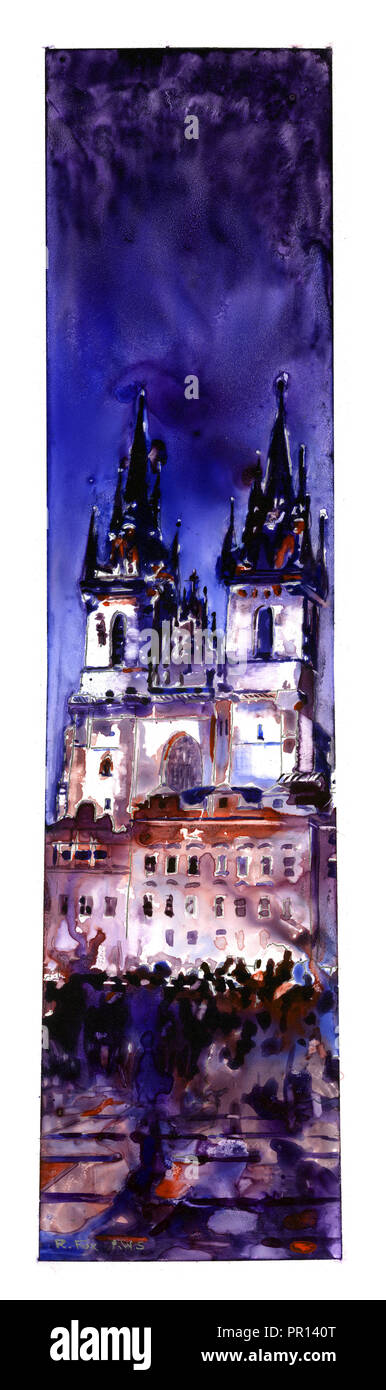 Kirche bei Sonnenuntergang in Stare Mesto (Innenstadt) Nachbarschaft in der mittelalterlichen Stadt Prag - Tschechische Republik Stockfoto