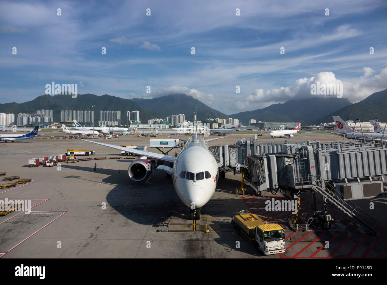 Boeing 787 Dreamliner am Hong Kong International Airport, Hong Kong, China, Asien Stockfoto