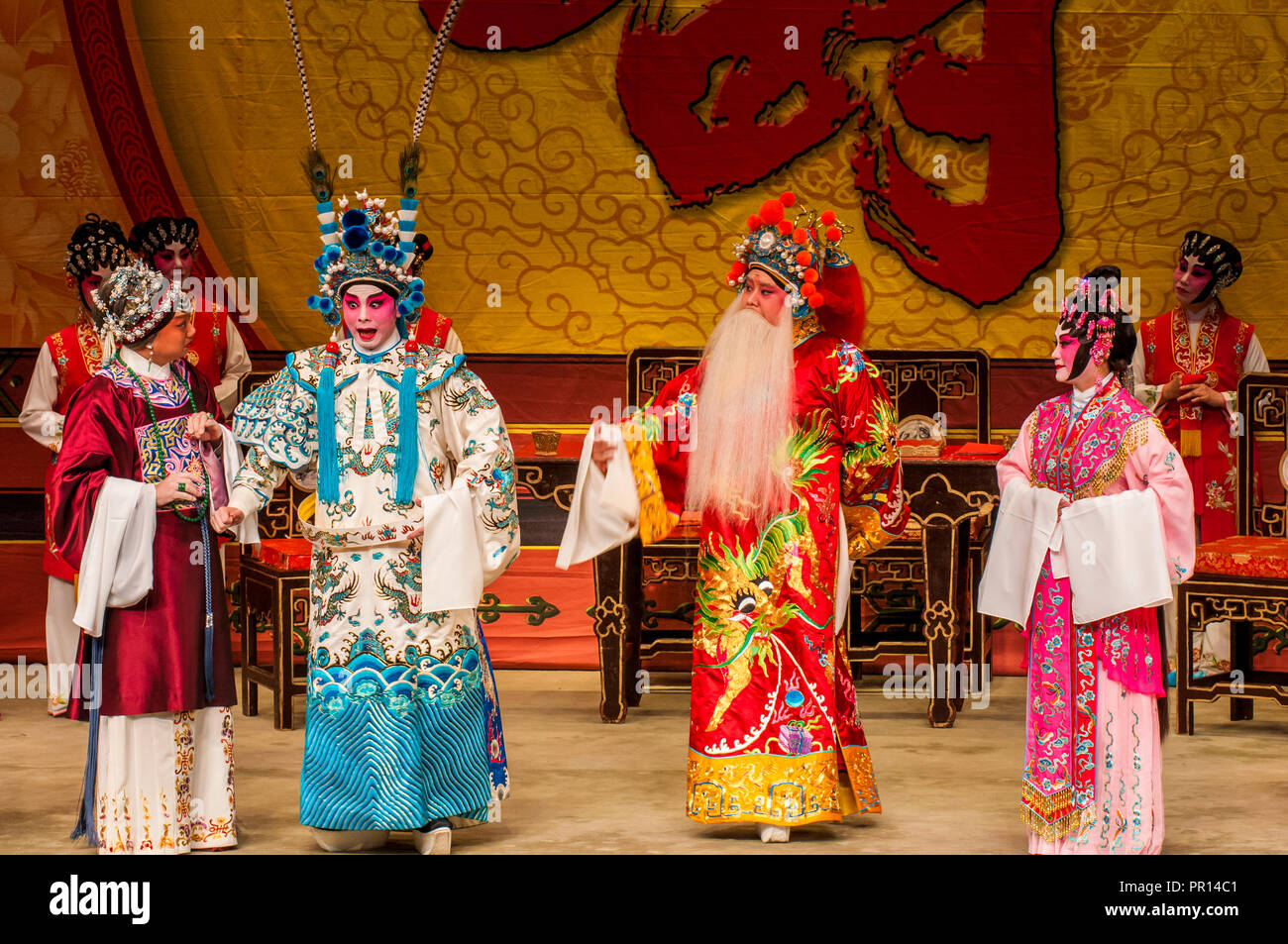Chinesische Oper Darsteller, Ko Shan Theater, Kowloon, Hong Kong, China, Asien Stockfoto
