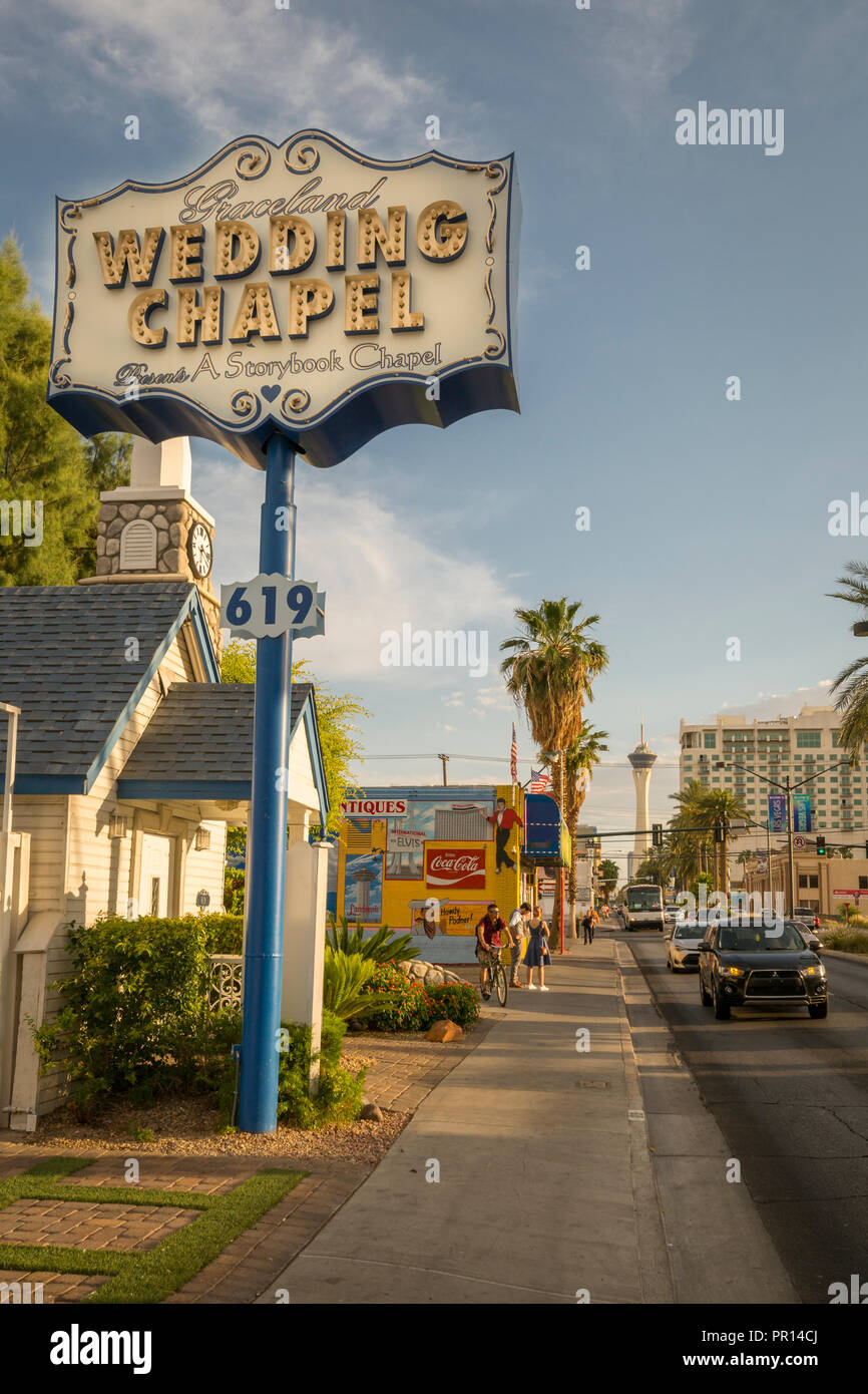 Graceland Wedding Chapel am Las Vegas Boulevard, den Strip in Las Vegas, Nevada, Vereinigte Staaten von Amerika, Nordamerika Stockfoto