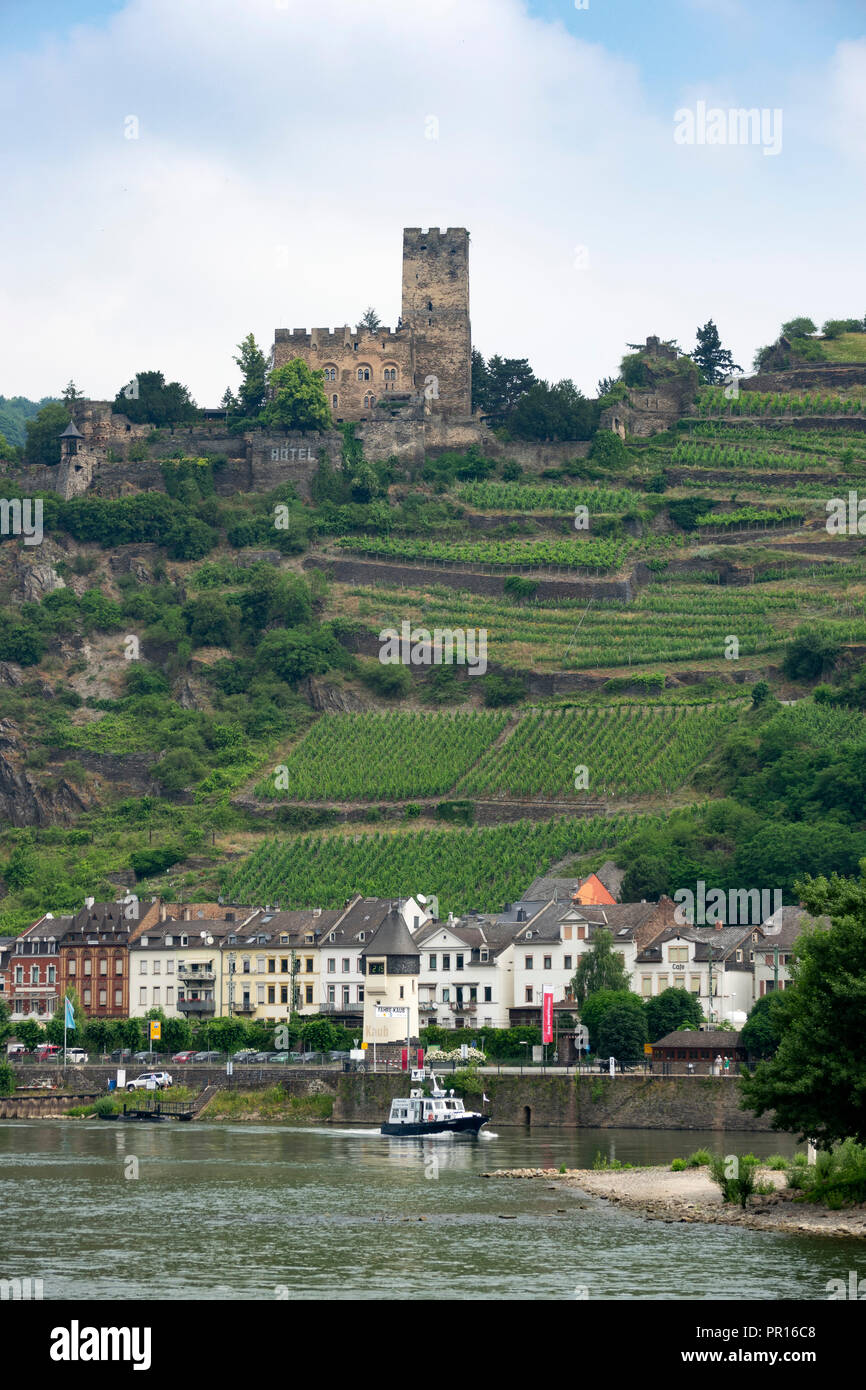 Kaub und Burg Gutenfels, Rhein, Deutschland, Europa Stockfoto