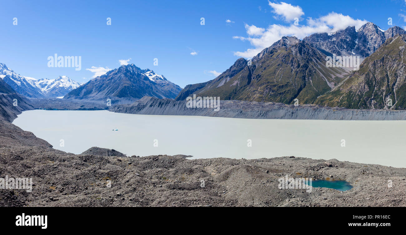 Tasman Gletscher, Tasman Glacier Lake, Burnett Berge, Mount Cook Nationalpark, UNESCO-Weltkulturerbe, Südinsel, Neuseeland, Pazifische Stockfoto