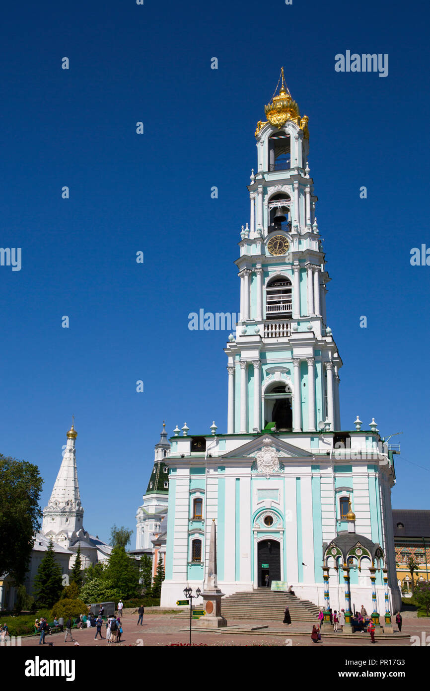 Glockenturm, der Heiligen Dreifaltigkeit, Hl. Sergius Lavra, UNESCO-Weltkulturerbe, Sergiev Posad, Russland, Europa Stockfoto