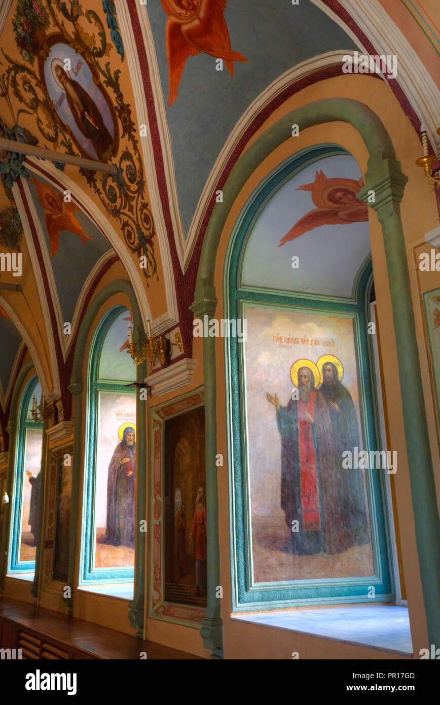 Fresken, St. Sergius Kirche, die Heilige Dreifaltigkeit, Hl. Sergius Lavra, UNESCO-Weltkulturerbe, Sergiev Posad, Russland, Europa Stockfoto