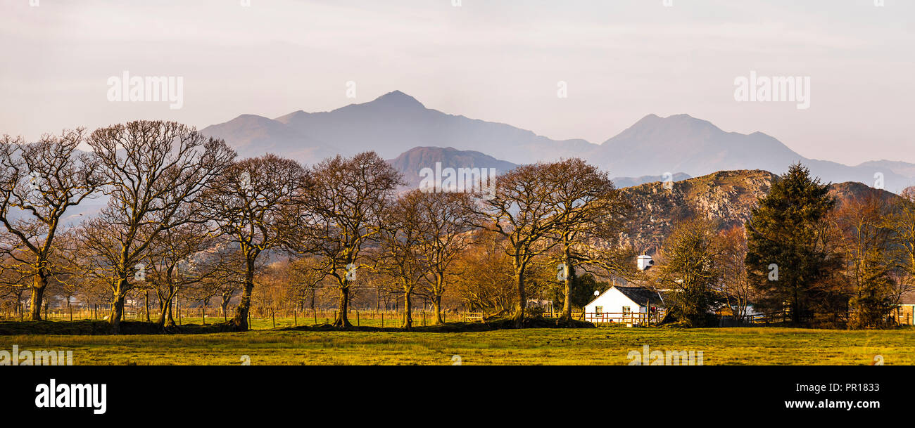 Snowdon Mountain aus Croesor Tal, Snowdonia National Park, North Wales, Wales, Vereinigtes Königreich, Europa Stockfoto