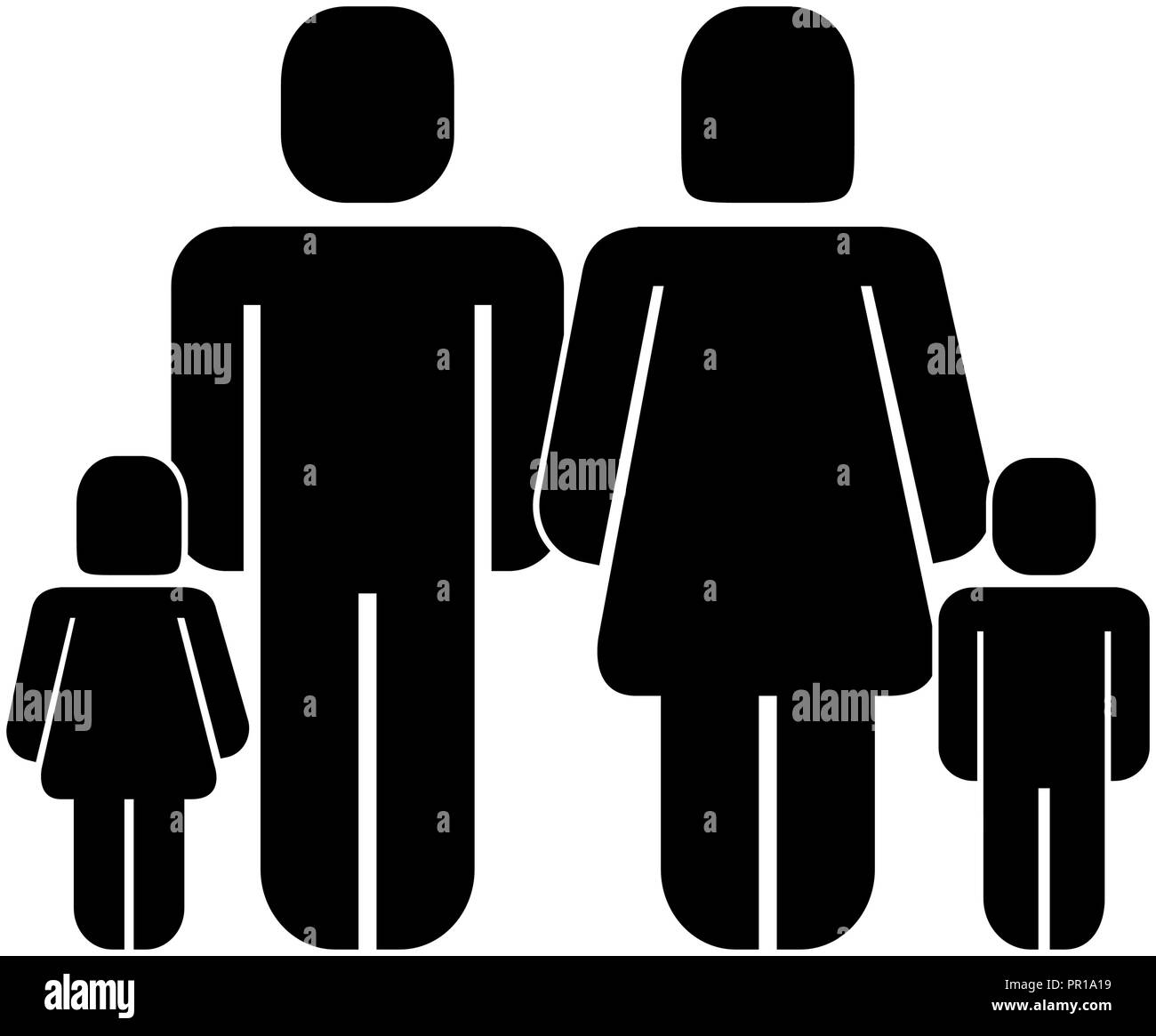Eltern und Kinder Familie Piktogramm Vector Illustration Stock Vektor