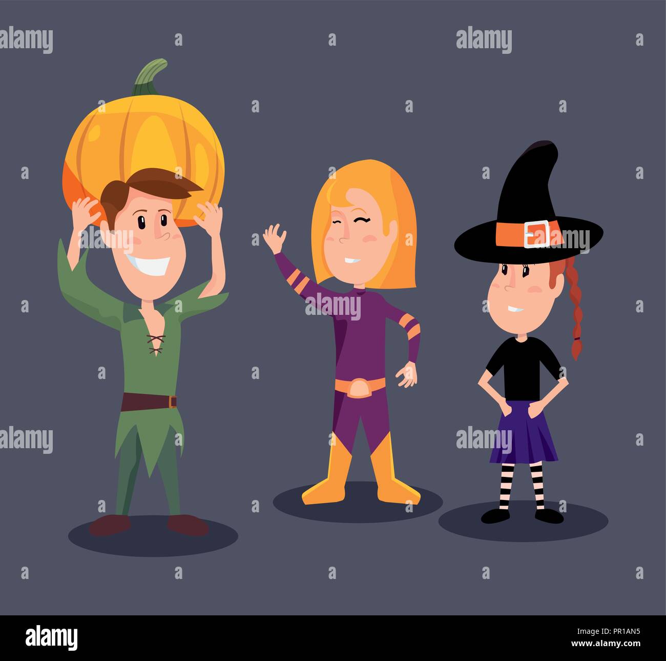 Halloween Kunden peter pan Super Mädchen Hexe Vector Illustration Stock Vektor