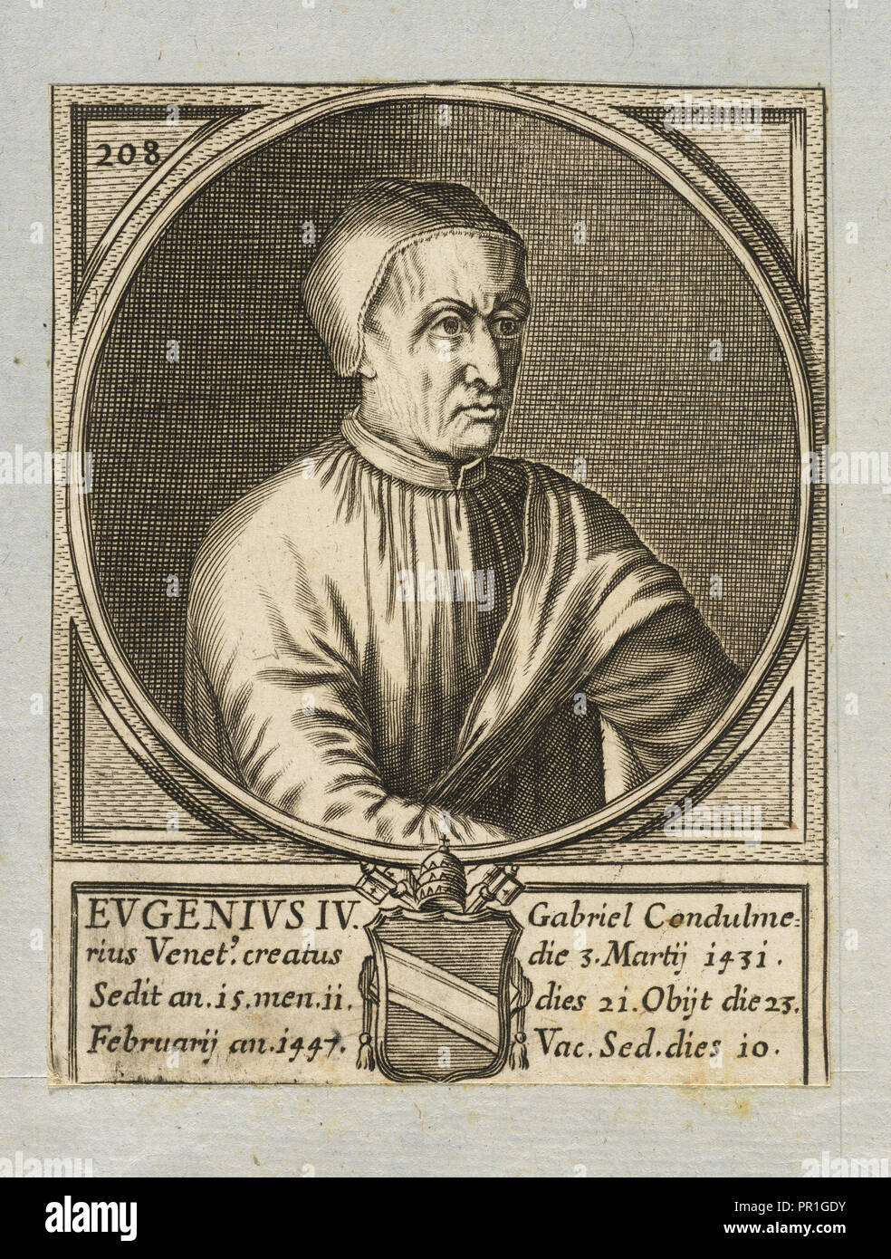 Porträt von Papst Eugen IV., Cronologia Summorum pontificum Romanorum, Gravieren, Ca. 1805 Stockfoto