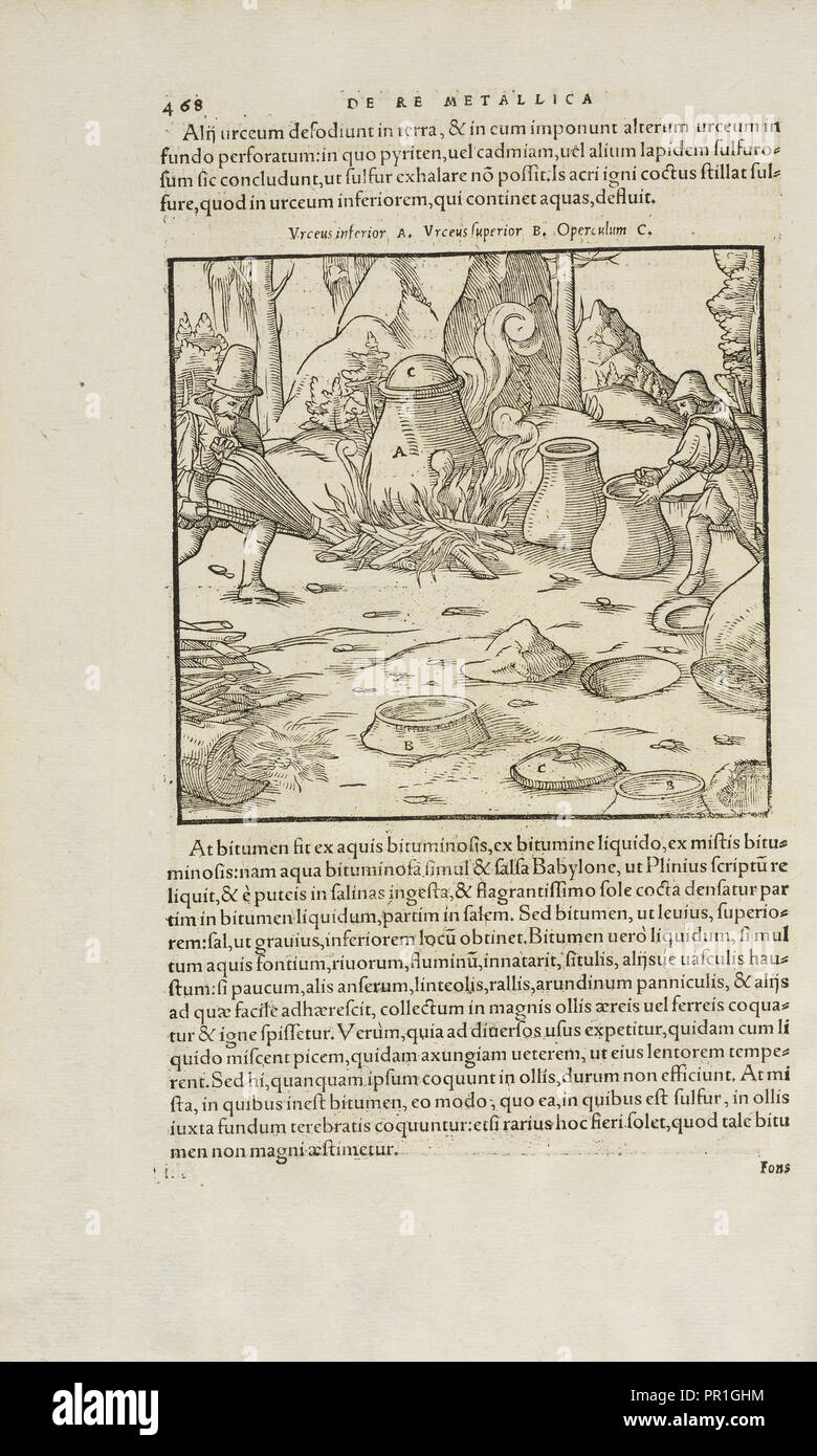 Seite 468 Georgii: Agricolae De re metallica Libri XII. "Officia" untereinander, Quibus instrumenta, Machinae, ac omnia Deni, Que, ad metallicam Stockfoto