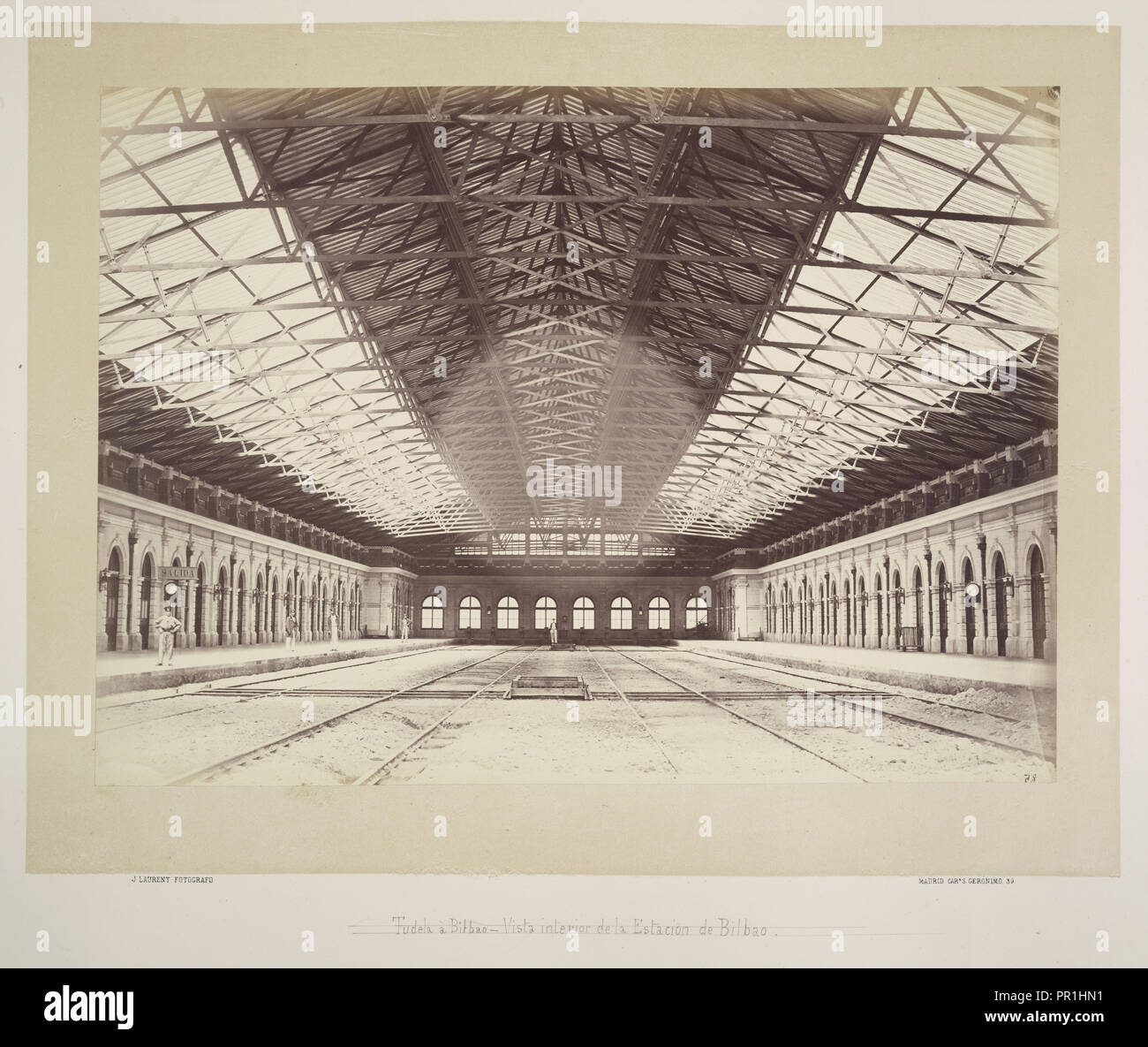 Tudela eine Bilboa - Vista interior de la Estation de Bilbao, Fotos der Spanischen Bahnhöfe, Laurent y Minier, Jean Stockfoto