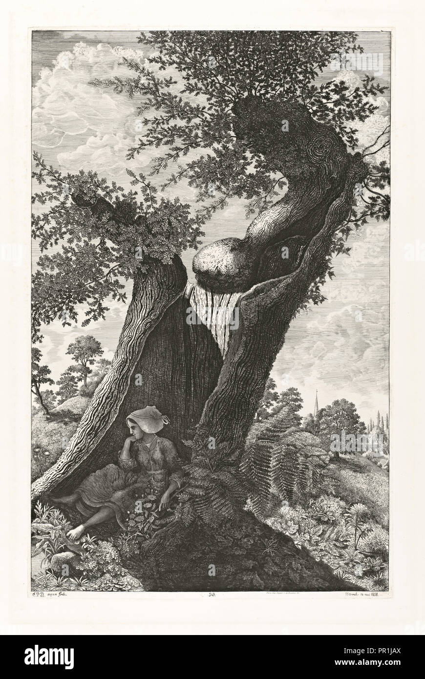 Le Gros Chêne creux, étude Hebeln à Nantes, Phélippes Beaulieux, Emmanuel, 1829-1874, 1858 Stockfoto